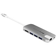 Gmobi Multi-port USB-C Hub HDMI a Ethernet strieborný