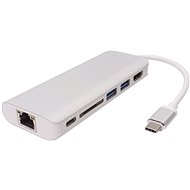 PremiumCord USB 3.1 na HDMI + RJ45 + 2× USB3.0 + SD card + PD charge - Replikátor portov