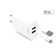 FIXED Smart Rapid Charge 15 W s 2× USB výstupom a USB/Lightning káblom 1 m MFI certifikácia biela - Nabíjačka do siete