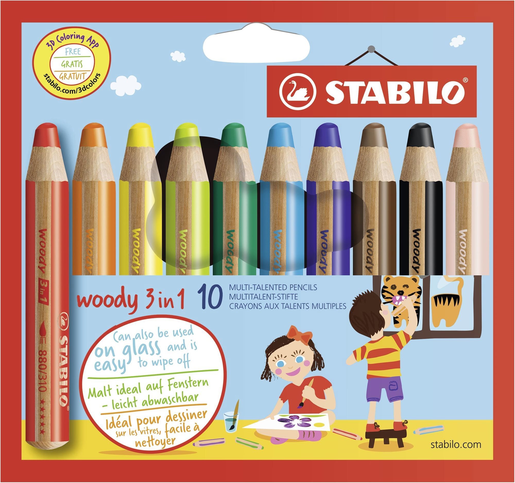 Stabilo Woody 10 farieb - Pastelky