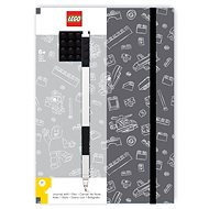 LEGO Stationery Zápisník A5 s čiernym perom – sivý, čierna doštička 4 × 4