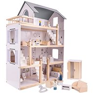 Domček pre bábiky Drevený domček pre bábiky + nábytok 80 cm