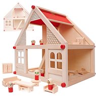 Domček pre bábiky Drevený domček pre bábiky + nábytok a ľudia 40 cm