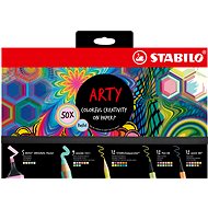 STABILO ARTY - 50 ks - zvýrazňovače, pastelky, jemné linery a prémiové vláknové fixy - Sada písacích potrieb
