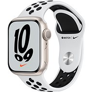 Apple Watch Nike Series 7 41 mm Hviezdne biely hliník s platinovým/čiernym športovým remienkom Nike - Smart hodinky