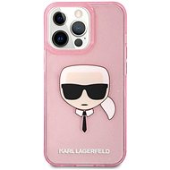 Karl Lagerfeld TPU Full Glitter Karl Head Kryt na Apple iPhone 13 Pro Pink - Kryt na mobil