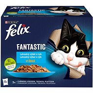 Felix Fantastic s lososom, platesou, tuniakom a treskou v želé 12× 85 g - Kapsička pre mačky