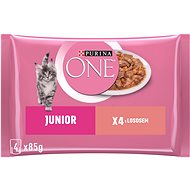 Purina ONE Junior minifiletky s lososom a mrkvou v šťave 4× 85 g - Kapsička pre mačky