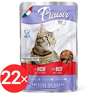 Plaisir Cat kapsička, hovädzie + morka, 22× 100 g - Kapsička pre mačky