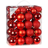 LAALU Sada 50 ks ozdôb: Ozdoby okrúhle červené mix 4 a 6 cm - Vianočné ozdoby