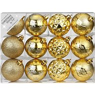 LAALU Sada 12 ks ozdôb: Ozdoby okrúhle zlaté mix 6 cm - Vianočné ozdoby