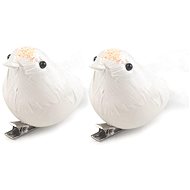 LAALU Sada 2 ks dekorácií: Vtáčiky s klipsou, biele 5× 15 cm - Vianočné ozdoby