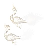 LAALU Sada 2 ks dekorácie: Labute s perím na klipse biele 12 cm - Vianočné ozdoby