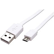Dátový kábel ROLINE USB 2.0 - USB A(M) -> micro USB B(M), 1 m, plochý, biely