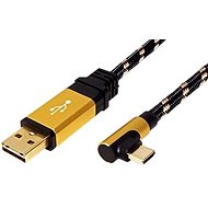 Roline GOLD USB 2.0 kábel, obojstranný USB A(M) – USB C(M) lomený (90°), 0,8 m