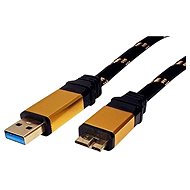 Dátový kábel ROLINE Gold USB 3.0 SuperSpeed USB 3.0 A(M) -> micro USB 3.0 B(M),  0,8 m – čierno-zlatý