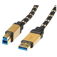 ROLINE Gold USB 3.0 SuperSpeed USB 3.0 A(M) -> USB 3.0 B(M), 3 m - čierno/zlatý - Dátový kábel