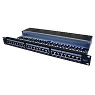 Patch panel Datacom, 24× RJ45, priamy, CAT6, STP, čierny, 1U - Patch panel