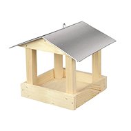 Kŕmidlo drevené č. 3/24 × 24 × 20 cm/strecha pozinkovaná - Krmítko pre vtáky