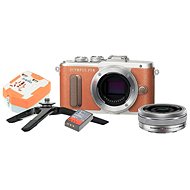 Olympus PEN E-PL8 hnedý + Pancake objektív ED 14 – 42EZ strieborný + Travel kit