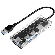 Orico USB-A Hub 4× USB 3.0 Transparent thin, TF/SD reader