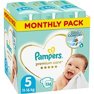 Detské plienky PAMPERS Premium Care veľ. 5 Junior (136 ks) – mesačné balenie
