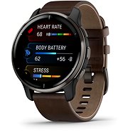 Smart hodinky Garmin Venu 2 Plus Slate/Brown Leather Band - Chytré hodinky