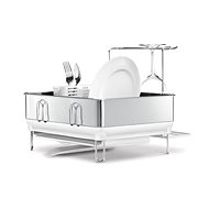 Simplehuman Odkvapkávač na riad, kompaktný oceľový rám, matná oceľ/biely plast, FPP