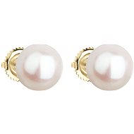 EVOLUTION GROUP 921005.1 biela dekorovaná pravou perlou AAA 10 – 10,5 mm (Au 585/1000, 0,68 g) - Náušnice