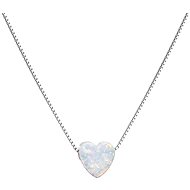 EVOLUTION GROUP Strieborný náhrdelník so syntetickým opálom biele srdce 12048.1  (Ag, 925/1000, 1,0 g) - Náhrdelník