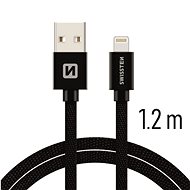 Swissten textilný dátový kábel lightning 1,2 m čierny - Dátový kábel