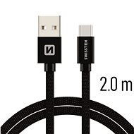 Dátový kábel Swissten textilný dátový kábel USB-C 2 m čierny