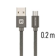Swissten textilný dátový kábel micro USB 0,2 m sivý