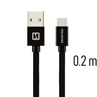 Swissten textilný dátový kábel USB-C 0,2 m čierny - Dátový kábel