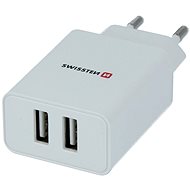 Nabíjačka do siete Swissten sieťový adaptér SMART IC 2.1A + kabel USB-C 1,2 m biely