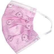 RespiLAB Detské jednorazové rúška – Psík, ružový  (10 ks) - Rúško
