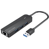 Vention 3-Port USB 3.0 Hub with Gigabit Ethernet Adapter 0,15 m Black - USB hub