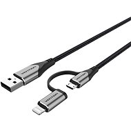 Vention MFi USB 2.0 to 2-in-1 Micro USB & Lightning Cable 0.5M Gray Aluminum Alloy Type - Dátový kábel