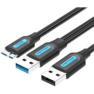 Vention USB 3.0 to Micro USB Cable with USB Power Supply 0.5M Black PVC Type