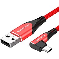 Vention Reversible 90° USB 2.0 -> microUSB Cotton Cable Red 1 m Aluminium Alloy Type - Dátový kábel