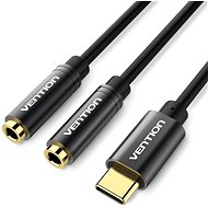 Vention Type-C (USB-C) to Dual 3,5 mm Female Audio Cable 0,3 m Black Metal Type - Redukcia