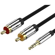 Audio kábel Vention 3,5 mm Jack Male to 2× RCA Male Audio Cable 5 m Black Metal Type