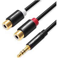 Vention 3,5 mm Male to 2× RCA Female Audio Cable 0,3 m Black Metal Type - Audio kábel