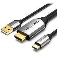 Video kábel Vention Type-C (USB-C) to HDMI Cable with USB Power Supply 1 m Black Metal Type