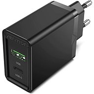 Nabíjačka do siete Vention 2-Port USB (A+C) Wall Charger (18 W + 20 W PD) Black
