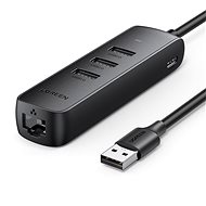 Sieťová karta UGREEN USB 2.0 to 3× USB 2.0 + RJ45 (100Mbps) Ethernet Adaptér (Black)