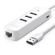 Sieťová karta UGREEN USB 2.0 to 3× USB 2.0 + RJ45 (10/100 Mbps) (White)
