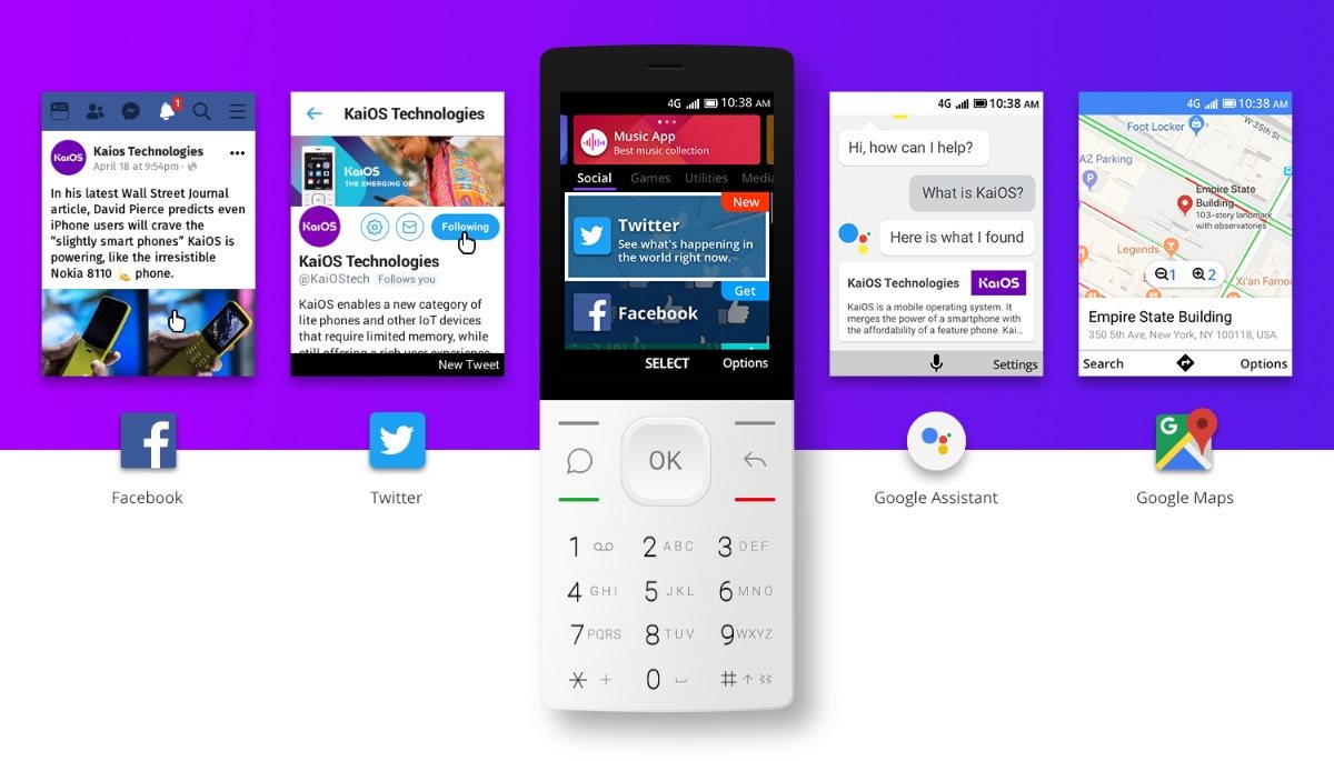 KaiOS, aplikácie predinštalované v telefóne