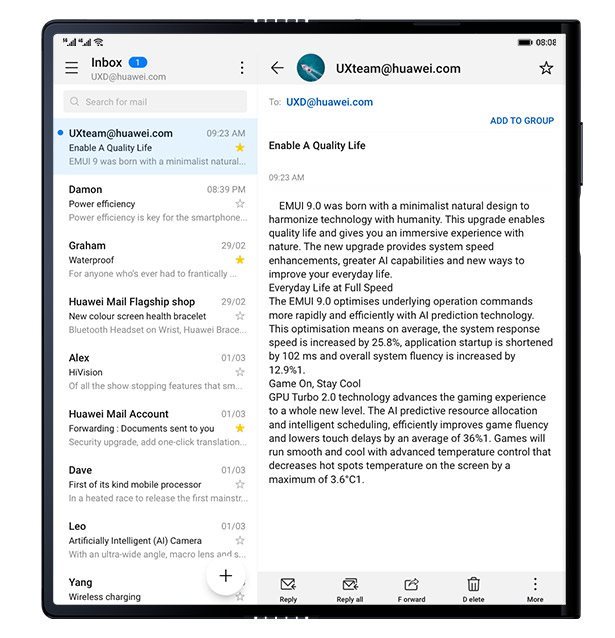 Huawei Mate X a Split Screen