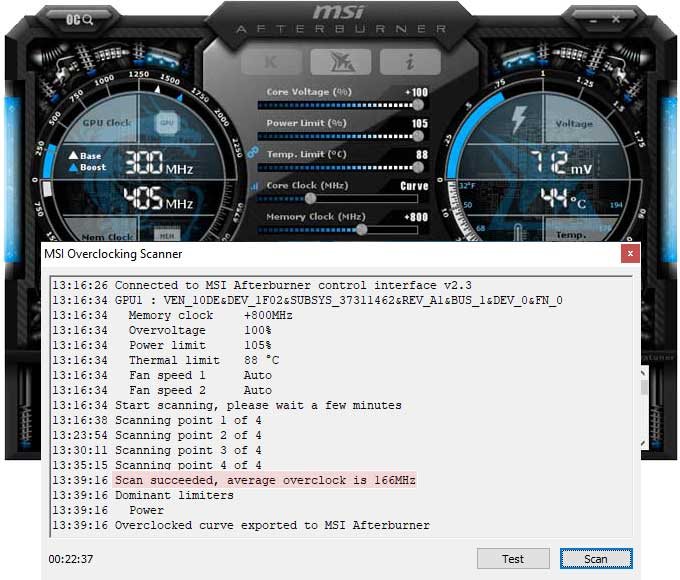 Pretaktovanie MSI RTX 2070 VENTUS 8G; Afterburner